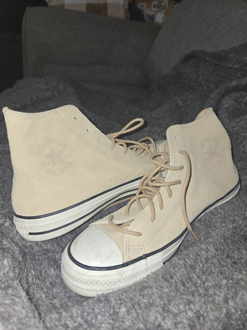 Converse Chuck Taylor High Top Suede Sneakers - Beige